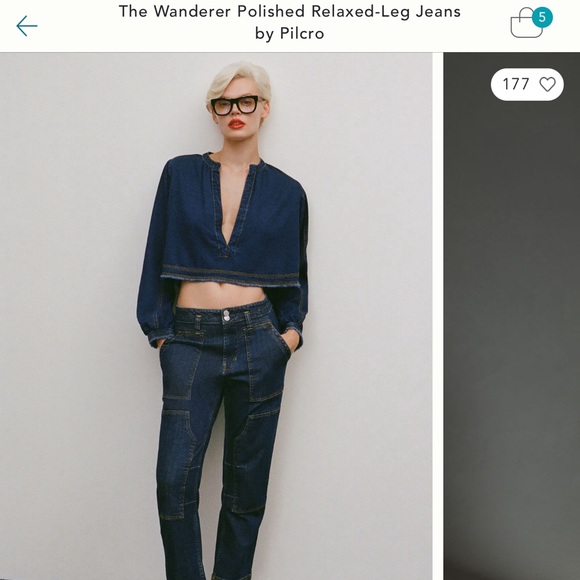 Pilcro the wanderer polished relaxed leg crop jeans size 20 - Picture 2 of 8